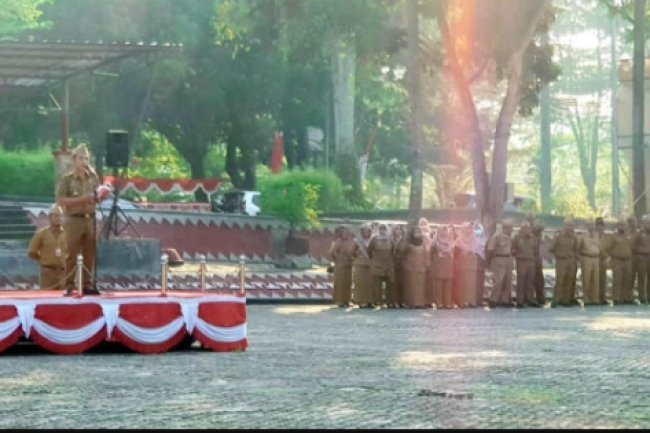 Pimpin Apel Mingguan, Asisten Adum Setdakab Lampung Selatan Pinta ASN dan THLS Tingkatkan Kedisiplinan